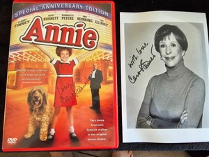Carol Burnett Signed DVD Cover for "Annie," & Signed Head Shot