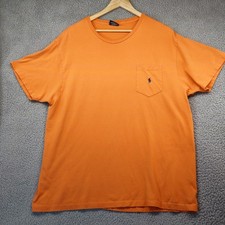 Vtg Polo Ralph Lauren Orange Cotton Pocket Shirt Men Large Single Stitch