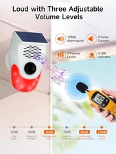 Solar Motion Sensor Alarm Outdoor Indoor Motion Sensor Noise Maker 8 Replaceable