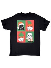 Star Wars Boys Black Christmas Storm Trooper Santa Hat Tee T-Shirt XL 14-16 