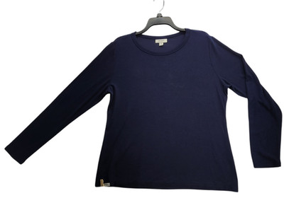 On 34th Women Plus Size Ribbed Long-Sleeve T Intrepid Blue  0X      M996