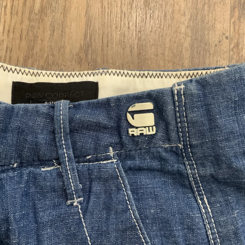 MINI SHORTS G-STAR RAW DENIM-CERRADURA FRONTAL-BOLSILLOS LATERALES-SEXY-AZUL-Talla 27-USADOS Foto 3 de 4