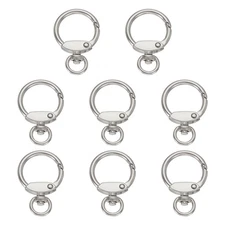 8Pcs Round Spring Snap Hooks, 1" O Rings Buckle, Matte Nickel