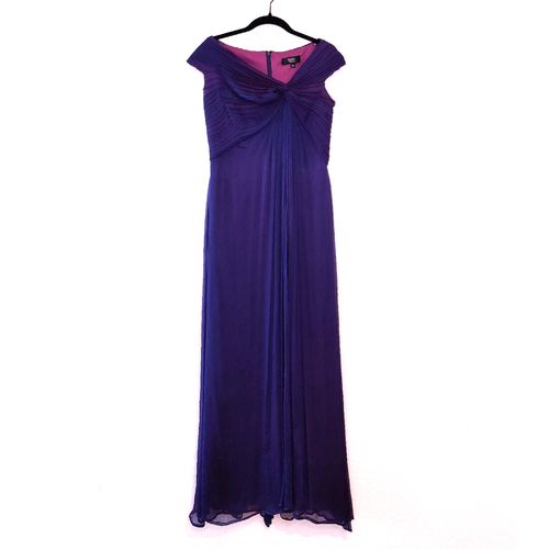 Tadashi Collection Womens Evening Gown Size 8 Silk Iridescent Purple Maxi Dress
