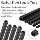 Length 250mm Carbon Fiber Square Tube, Outer Diameter 2-10mm