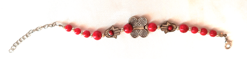 Pulsera Mal de Ojo Cuentas Acrílicas Rojas Espaciadores Tono Plateado 7-9 pulgadas Cierre Langosta - Imagen 4 de 16