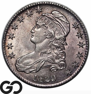 1829 Draped Bust Half Dollar Beautiful Mint Luster Brilliant Uncirculated