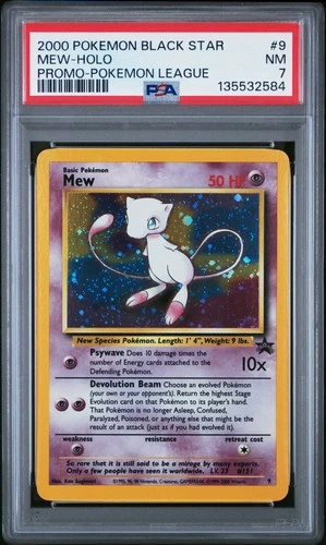 2000 POKEMON PROMO BLACK STAR POKEMON LEAGUE #9 MEW-HOLO PSA 7