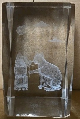 3d Laser Etched Crystal Glass Paperweight Cats Rose Moon Stars Love Flower Box