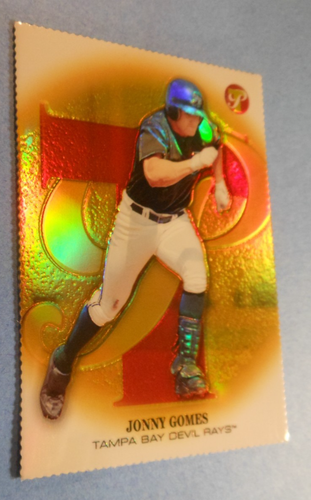 2002 Topps Pristine Jonny Gomes Serial #'ed 63/70 Gold Refractor Die-Cut #192 - Picture 3 of 8