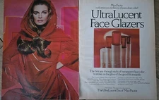 1970 Max Factor Ultraluscent Face Glazers color cosmetics Vintage 2 Page Ad