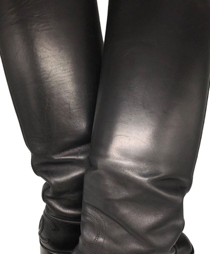 Chanel Stiefel Damen Größe 36,5 Schwarz Leder - Bild 8 von 10