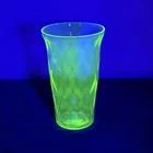 VTG URANIUM Federal Glass Green Juice Tumbler Diamond Optic Honeycomb NICE GLOW