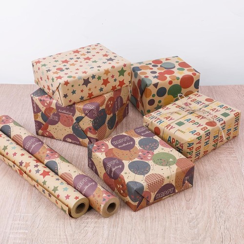 Birthday Wrapping Paper,Gift Wrapping Paper Roll,Kraft Wrapping Paper-17 inch... - Picture 7 of 7