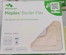 NIB Box Of 5 Molnlycke Mepilex Border Flex 4x4 Soft Silicone Foam Banda Dressing