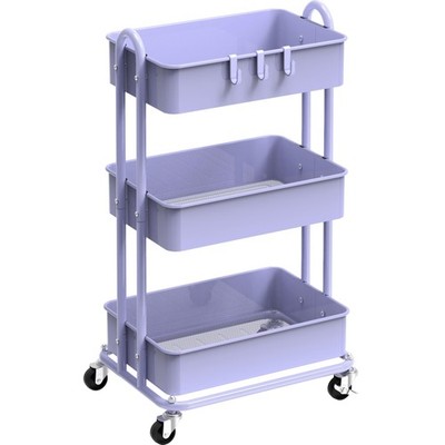 Simple Houseware 3-Tier Heavy Duty Metal Utility Rolling Cart, Purple
