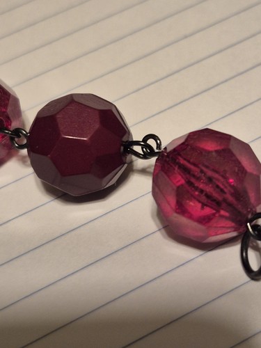 Dark cherry Amber & Red Faceted Chungy Bead Statement Necklace Lucite - Picture 14 of 24