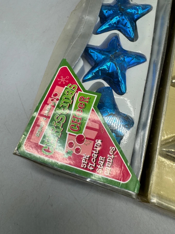 Juego de 4 velas estrella flotante 5pk oro azul decoración navideña LEER Foto 3 de 4