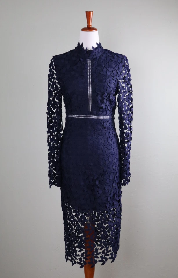BARDOT $139 Navy Alberta Embroidered Lace Lined Dress Size US 6 / Small - Image 2 of 4