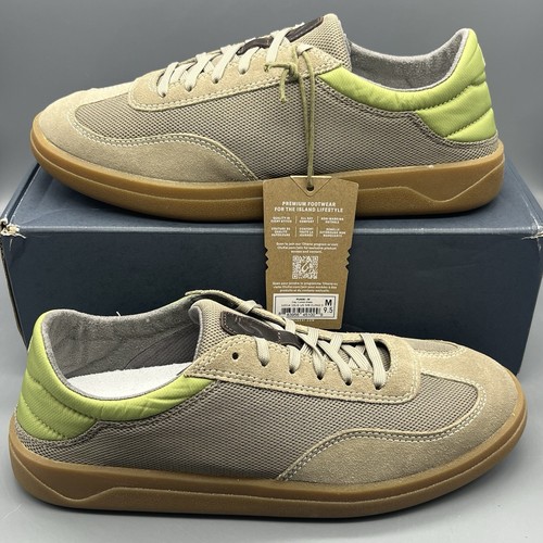 Olukai Punini Mens 9.5 Brown Green Casual Lace Up Drop In Heel Shoes Tried On!