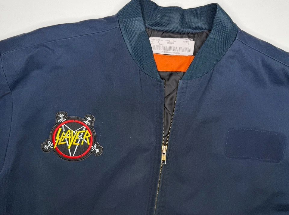 Chaqueta de Trabajo Mecánico Banda Heavy Metal Slayer Vintage Azul Marino | Grande Foto 2 de 4