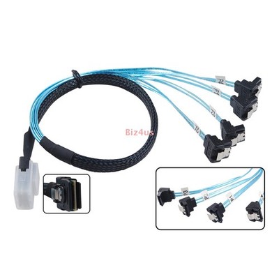 Mini SAS SFF-8087 to 4xSATA 90 Degree Right Angle Forward Breakout Cable 0.5m US