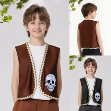Unisex Kids Vest Medieval Tank Top Stage Performance Waistcoat Steampunk Theme