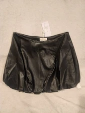 Torn By Ronny Kobo Paloma faux leather bubble mini skirt Sz M