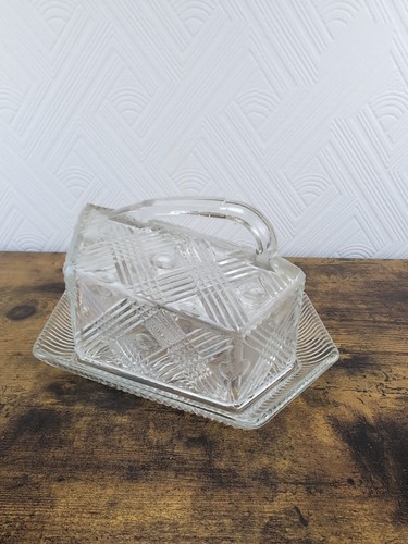 Vintage Presses Glass 'Britannia' Cheese Dish by Chance Brothers Retro Clear - Picture 4 of 7