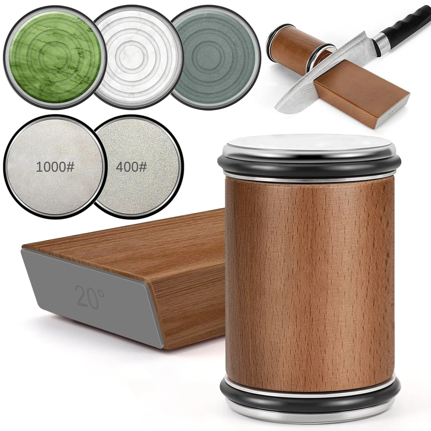 Rolling Knife Sharpener for Straight Edge Knife Sharpener Kit with 15/20° Degree