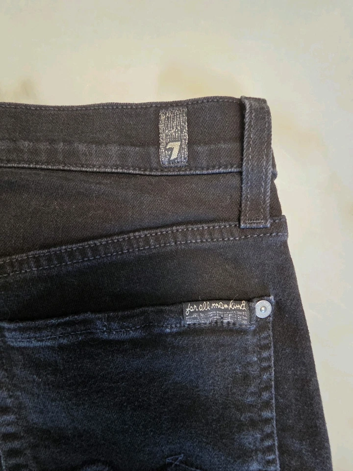 Pantalones de mezclilla para hombre Seven7 azul oscuro ajustados elásticos desgastados, 36x32 Foto 4 de 4