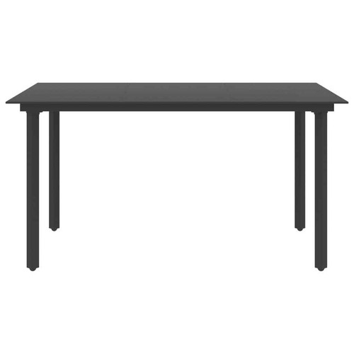 vidaXL Garden Dining Table Black 150x80x74 cm Steel and Glass - Picture 2 of 5