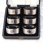 A Set Of Six 1930's Numbered Sterling Silver Napkin Rings In A Presentation Box