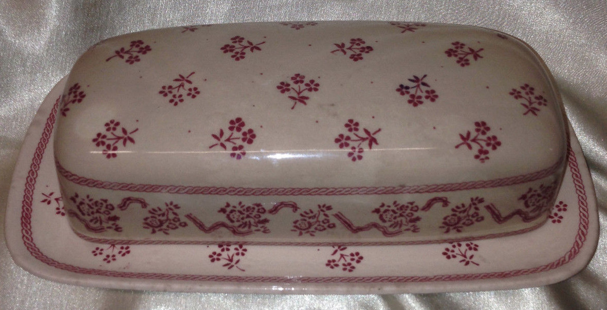 JOHNSON BROTHERS LAURA ASHLEY PETITE FLEUR BURGUNDY PINK BUTTER