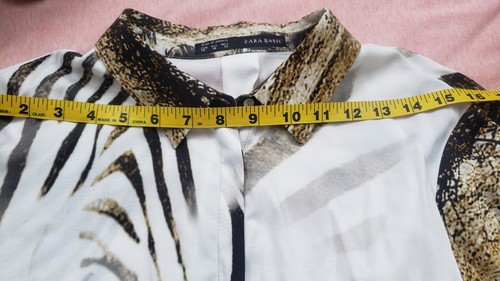 Pre-owned Zara Women’s Long Sleeve Shirt XL Africa Jungle leopard zebraButton Up - Picture 6 of 9