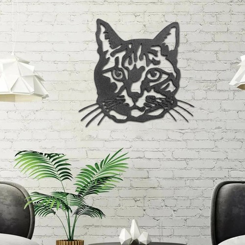 Metal Iron Cat Hippo Sheep Horned Cow Animal Head Wall Art Abstract Decoration - Picture 10 of 18