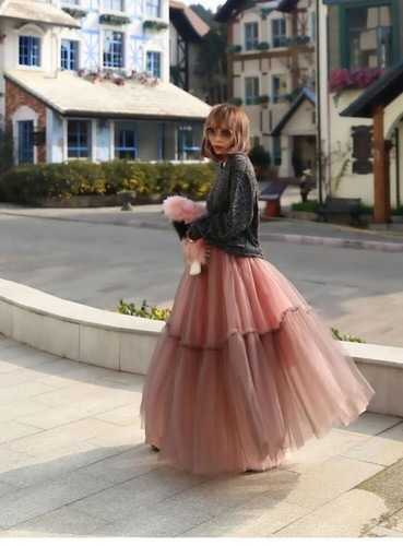 Three-layers Mesh Long Skirts Women High Waist Gown Skirt Fashion  Female Chic - Imagen 24 de 28