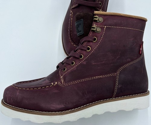 Levi's Hombre Botas Botas Darrow Mocasín Levis Rojo-Marrón Cuero 234733-711-84 - Imagen 6 de 9