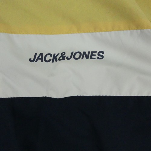 Jack & Jones Jacket Mens Large Blue Yellow Bomber Hooded Water Repellent Zip - Picture 12 of 17