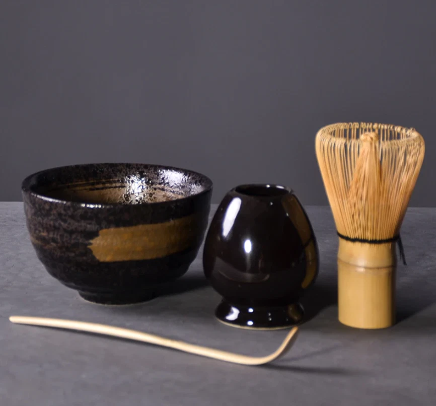 Japanese Tea Ceremony Ceramic Tea Bowl Matcha Whisk Bamboo Scoop Holder Tea Set