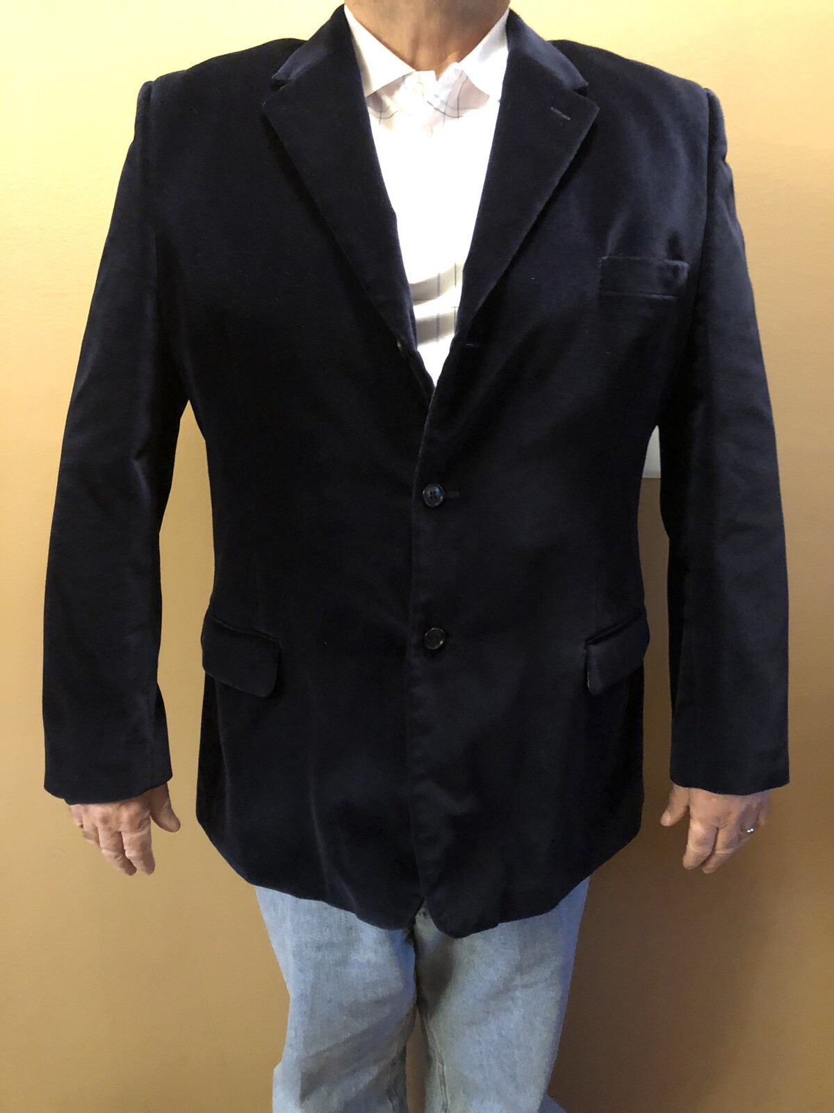 MENS VELVET NAVY BLUE SUIT BLAZER 