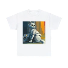 Cat T Shirt Abstract Cool Art Tee Futuristic Sleek Cyber Techno City Feline Cool