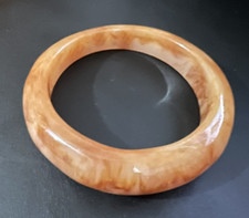 VTG Orange marble texture Bangles Vintage acrylic Plastic Bracelet chunky