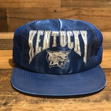 VTG Kentucky Wildcats Hat Snapback Trucker Cap Mens Blue White Nylon NCAA - READ