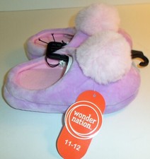 Wonder Nation Girls Soft Skid Resistant Outsole House Slippers Size 11-12 NEW