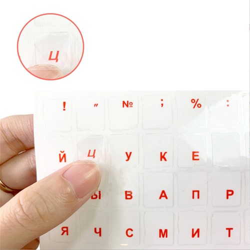 Russe Transparent Clavier Autocollants Langue Alphabet Noir Blanc Étiquette - Photo 3/17