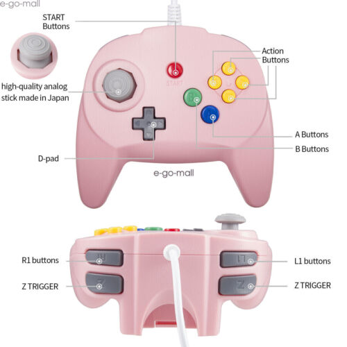 N64 Controller Video Game Gamepad Joystick Joypad Wired For Nintendo 64 Console - Picture 100 of 122