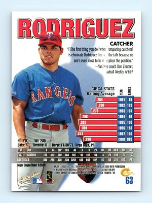 1998 Circa Thunder #63 Ivan Rodriguez | eBay