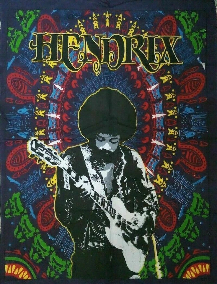 Póster tapiz mandala hippie colgante de pared decoración del hogar Jimi Hendrix negro Foto 2 de 2