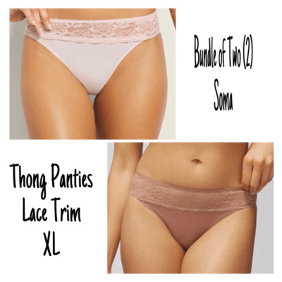 NWT New Sealed Soma Lot of Two (2) Vanishing Edge w/Lace Trim XL